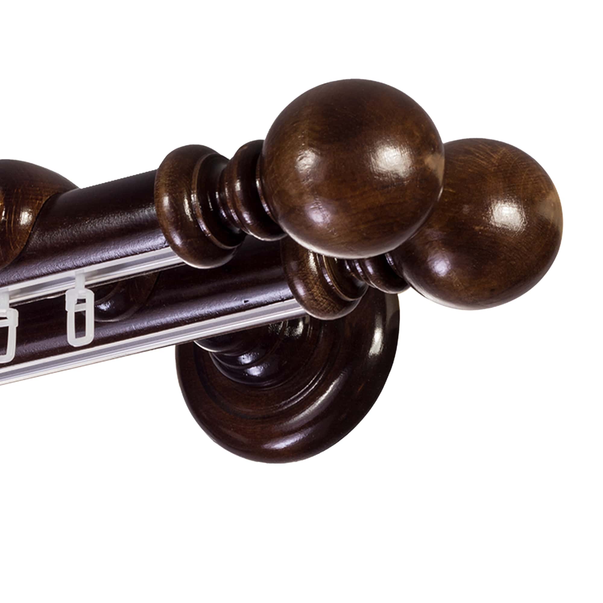 Galerie lemn perdea Globo Double 35mm cu aluminiu Nuc Galerie lemn perdea Globo Double 35mm cu aluminiu Nuc